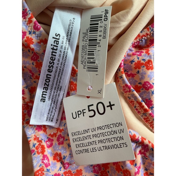 One Piece Amazon Swimsuit Women XL Pink Floral UPF 50+ NWT Peach Micro - Picture 8 of 10